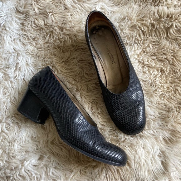 Vintage Yves Saint Laurent Black block heels 8.5 - Picture 1 of 9